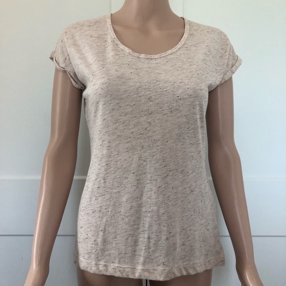 Artisan NU Peach Pink Gray Speckled Cap Sleeves Tee T-shirt Top XS X-Small